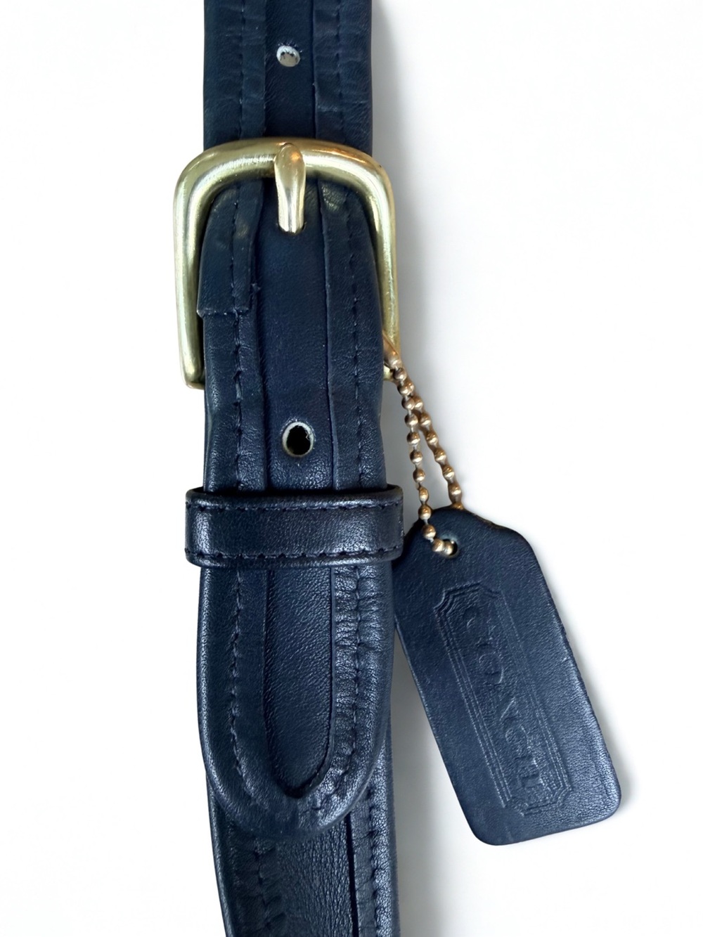 VINTAGE Coach Shelburne Flap 9038 Navy Blue Leather Crossbody + Dust Bag - MINT - Picture 11 of 14